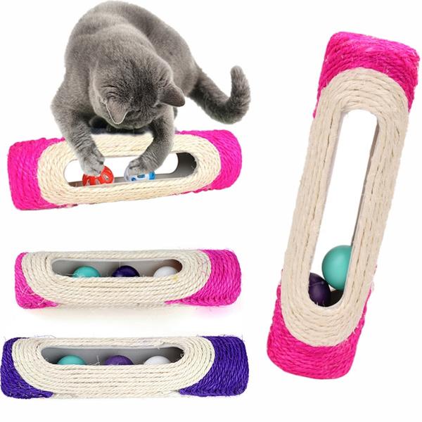 Pet Cat Rolling Sisal Scratching Post Trapped With 3 Ball Training Novely Toy Pet Supplies - DailySale