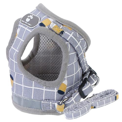 Pet Mesh Harness Dog Leash Puppy Vest Pet Supplies Gray Checkered XS - DailySale