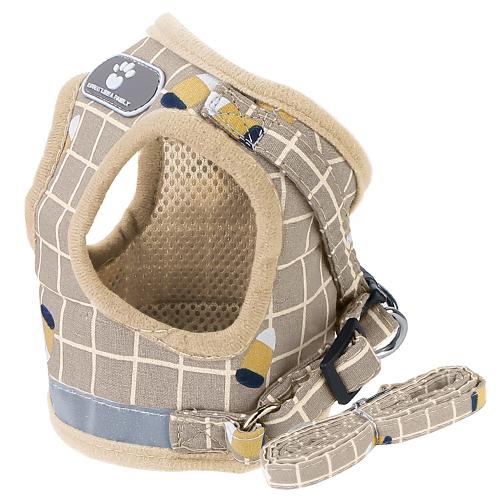 Pet Mesh Harness Dog Leash Puppy Vest Pet Supplies Khaki Checkered XS - DailySale