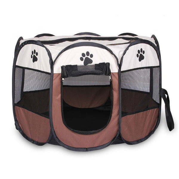 Pet Tent Portable Playpen Pet Supplies Brown S - DailySale