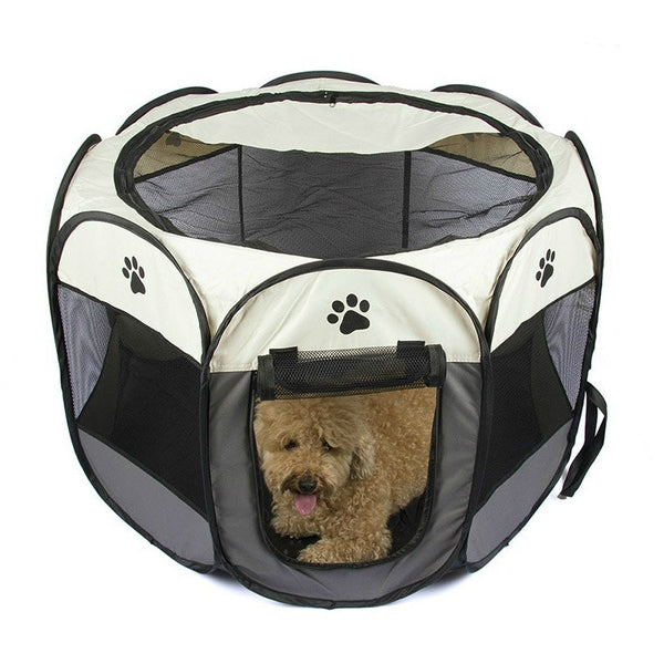 Pet Tent Portable Playpen Pet Supplies Gray S - DailySale