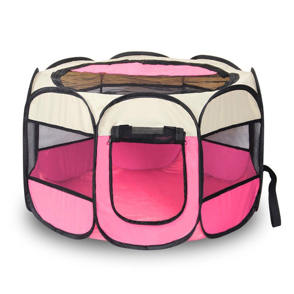 Pet Tent Portable Playpen Pet Supplies Pink S - DailySale
