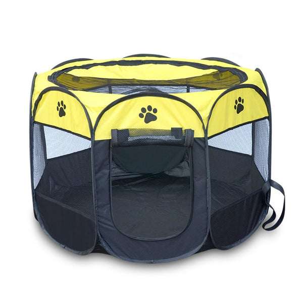 Pet Tent Portable Playpen Pet Supplies Yellow S - DailySale