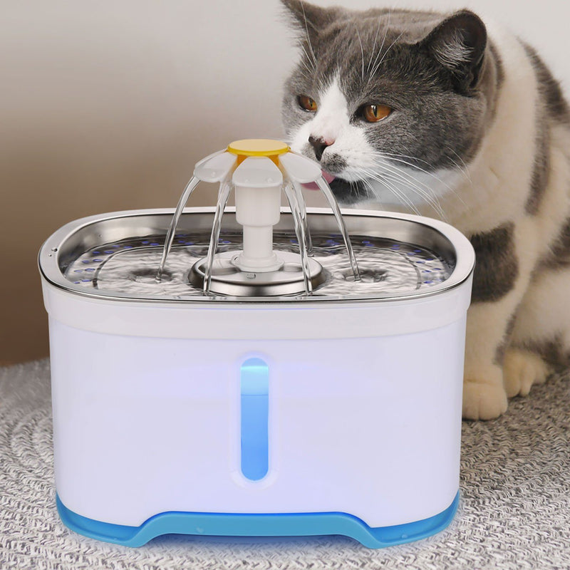 Pet Water Dispenser Fountain Cat Dog LED Light Drinking 2 Spray Heads Pet Supplies - DailySale