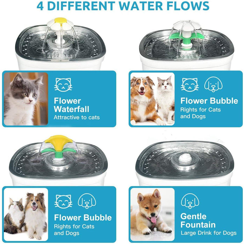 Pet Water Dispenser Fountain Cat Dog LED Light Drinking 2 Spray Heads Pet Supplies - DailySale