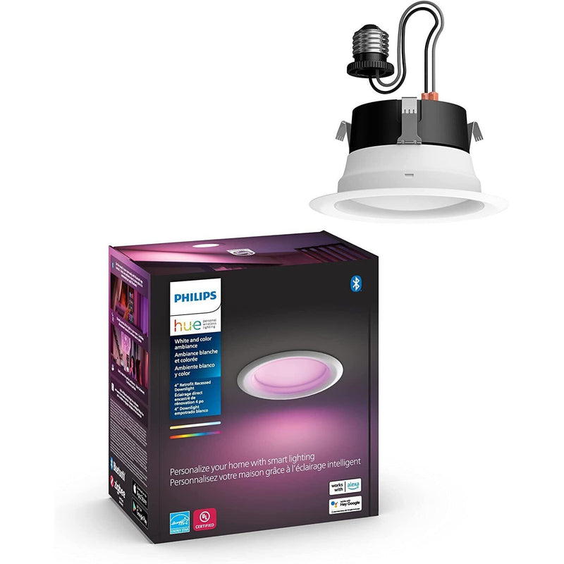 Philips Hue White and Color Ambiance Extra Bright High Lumen Dimmable 4" LED Indoor Lighting - DailySale