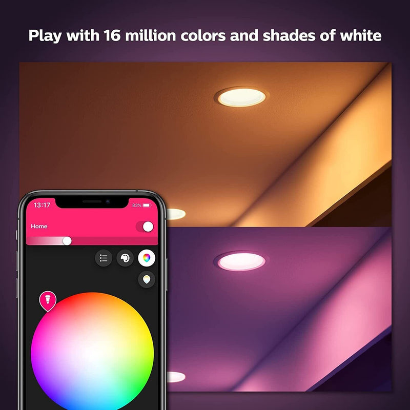 Philips Hue White and Color Ambiance Extra Bright High Lumen Dimmable 4" LED Indoor Lighting - DailySale