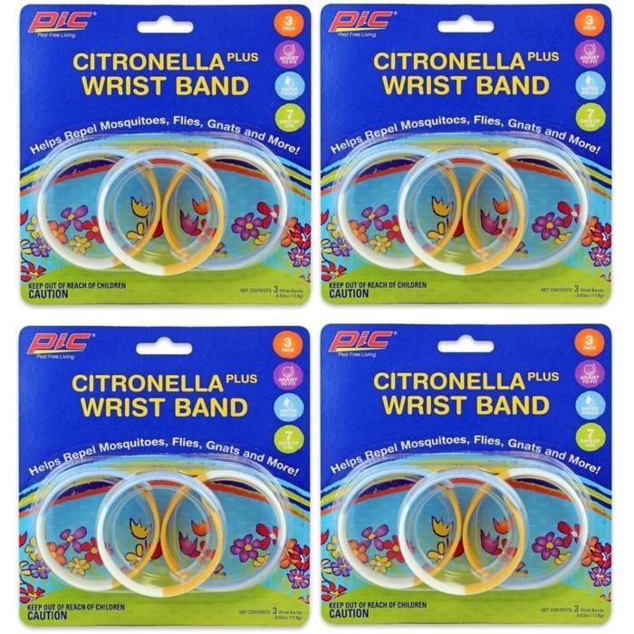 Pic Mosquito Repellent Waterproof Adjustable Wristband Sports & Outdoors 12 Bands - DailySale