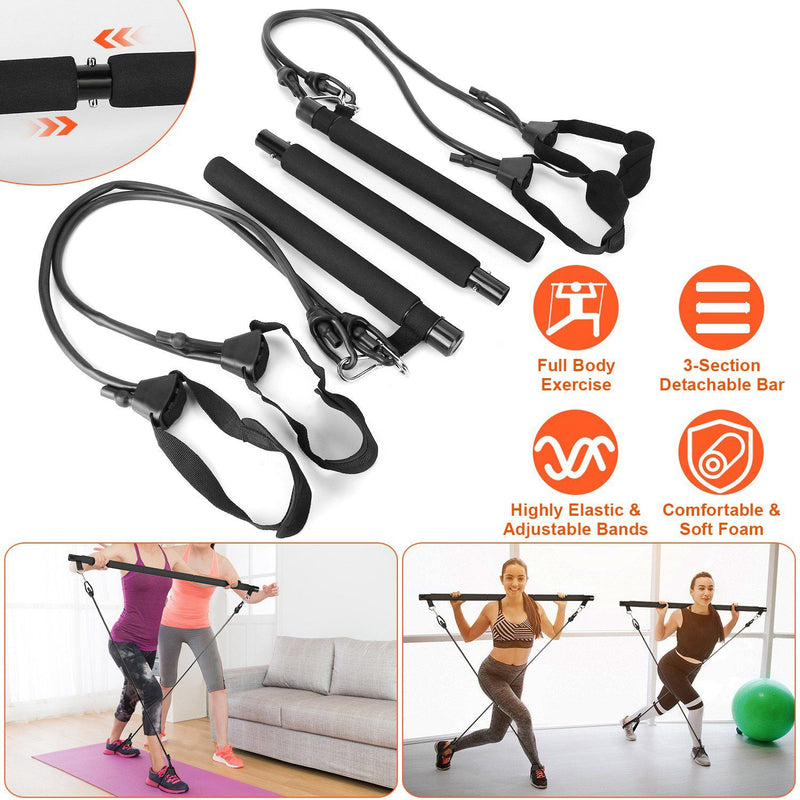 Pilates Bar Kit with 4 Resistance Bands Fitness - DailySale
