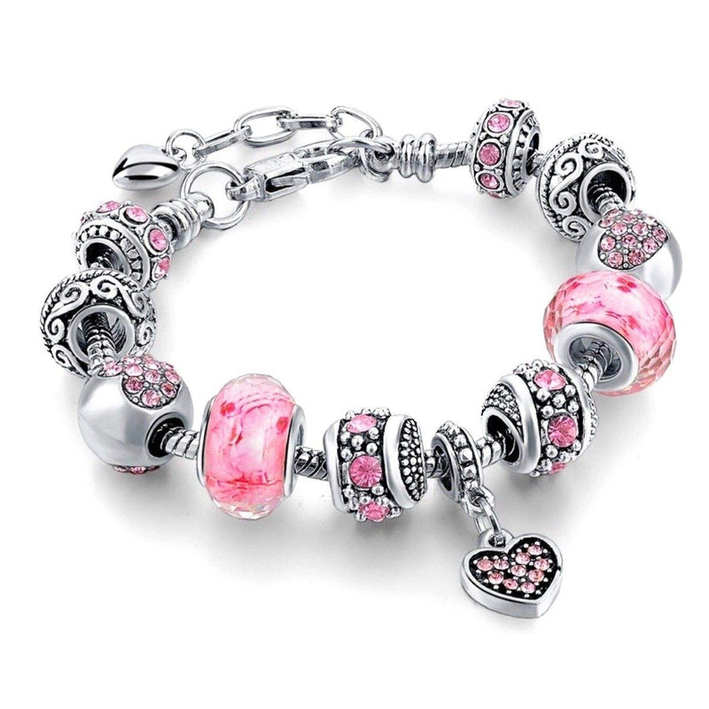 Pink Swarovski Elements Crystal And Heart Charm Jewelry - DailySale