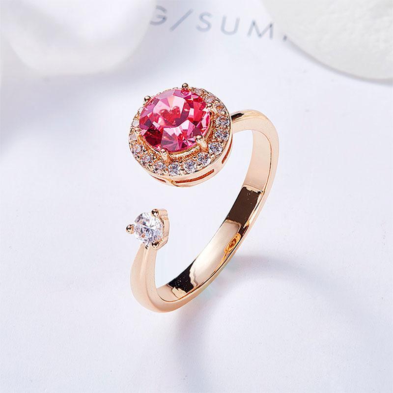 Pink Topaz Pave Adjustable Ring Made with Swarovski Crystals Jewelry - DailySale