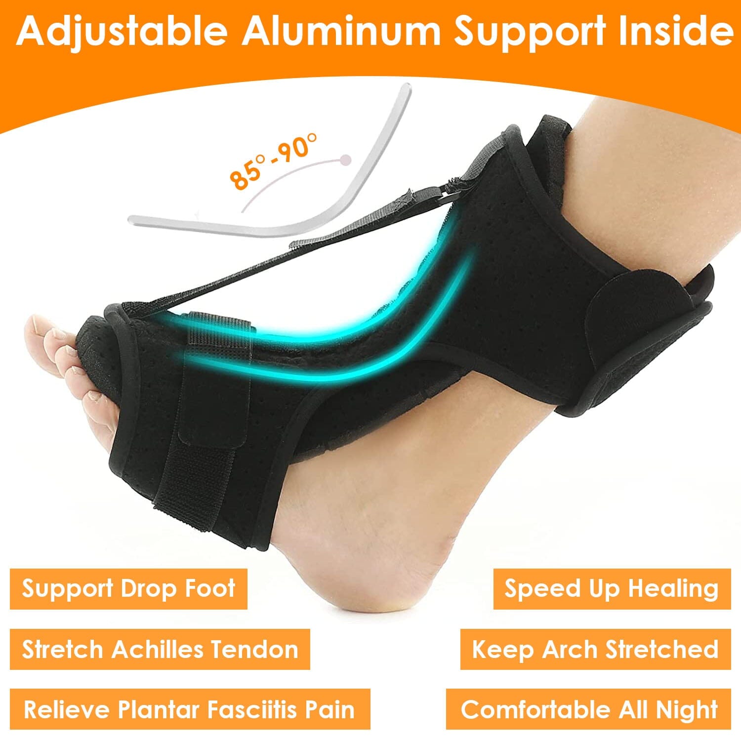 Plantar Fasciitis Night Splint Adjustable Foot Orthotic Brace Wellness - DailySale