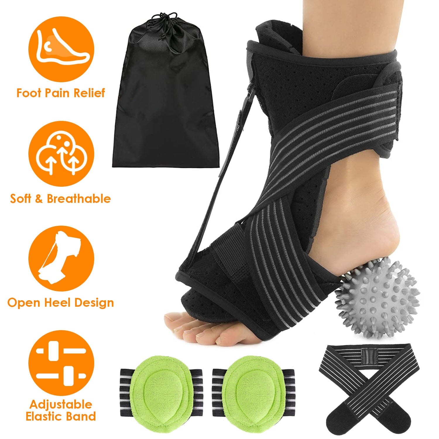 Plantar Fasciitis Night Splint Adjustable Foot Orthotic Brace Wellness - DailySale