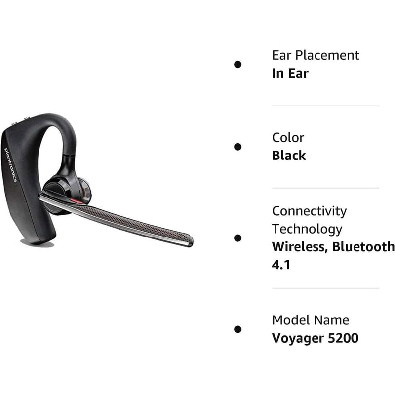 Plantronics Voyager 5200 Wireless Bluetooth Headset (Refurbished) Headphones - DailySale