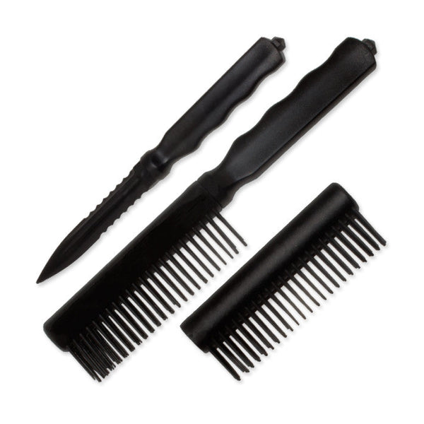 Plastic Comb Brush Knife displayed with all its parts, against a white background
