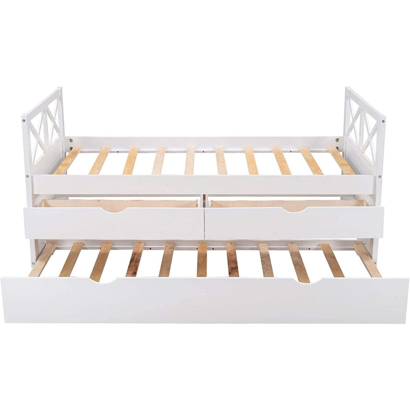 Platform Storage Bed with Trundle Furniture & Decor White - DailySale