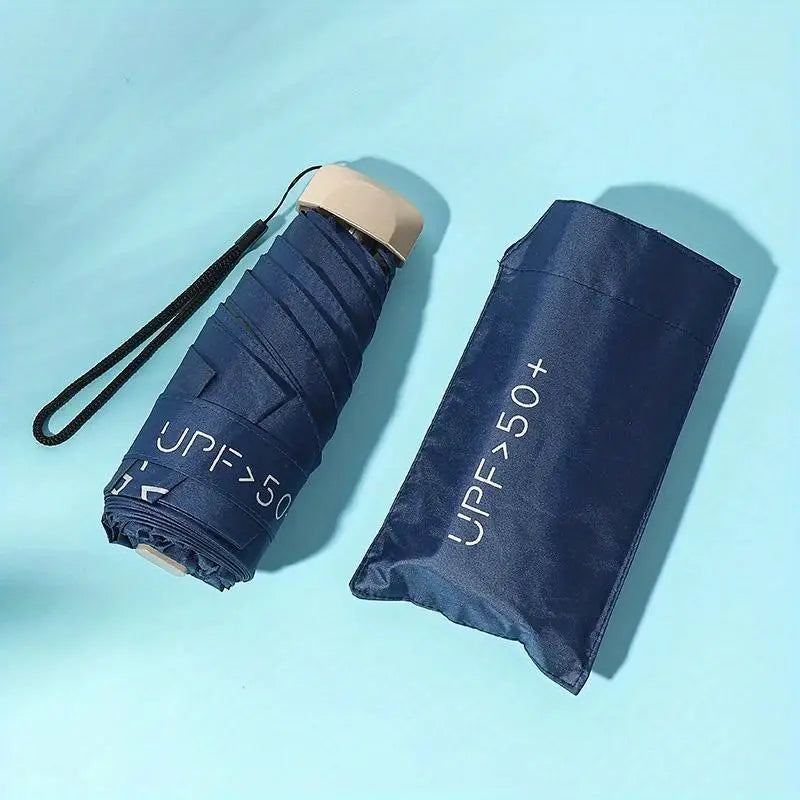 Pocket Windproof UV50 Anti-sunburn Rain Umbrella Sports & Outdoors Dark Blue - DailySale
