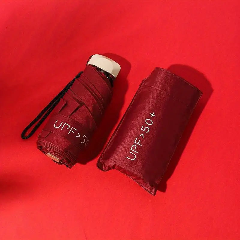 Pocket Windproof UV50 Anti-sunburn Rain Umbrella Sports & Outdoors Red - DailySale