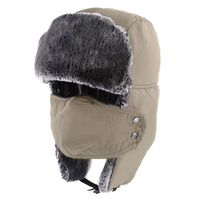 Polar Fleece Hat with Removable Face Mask Women's Accessories Gray - DailySale