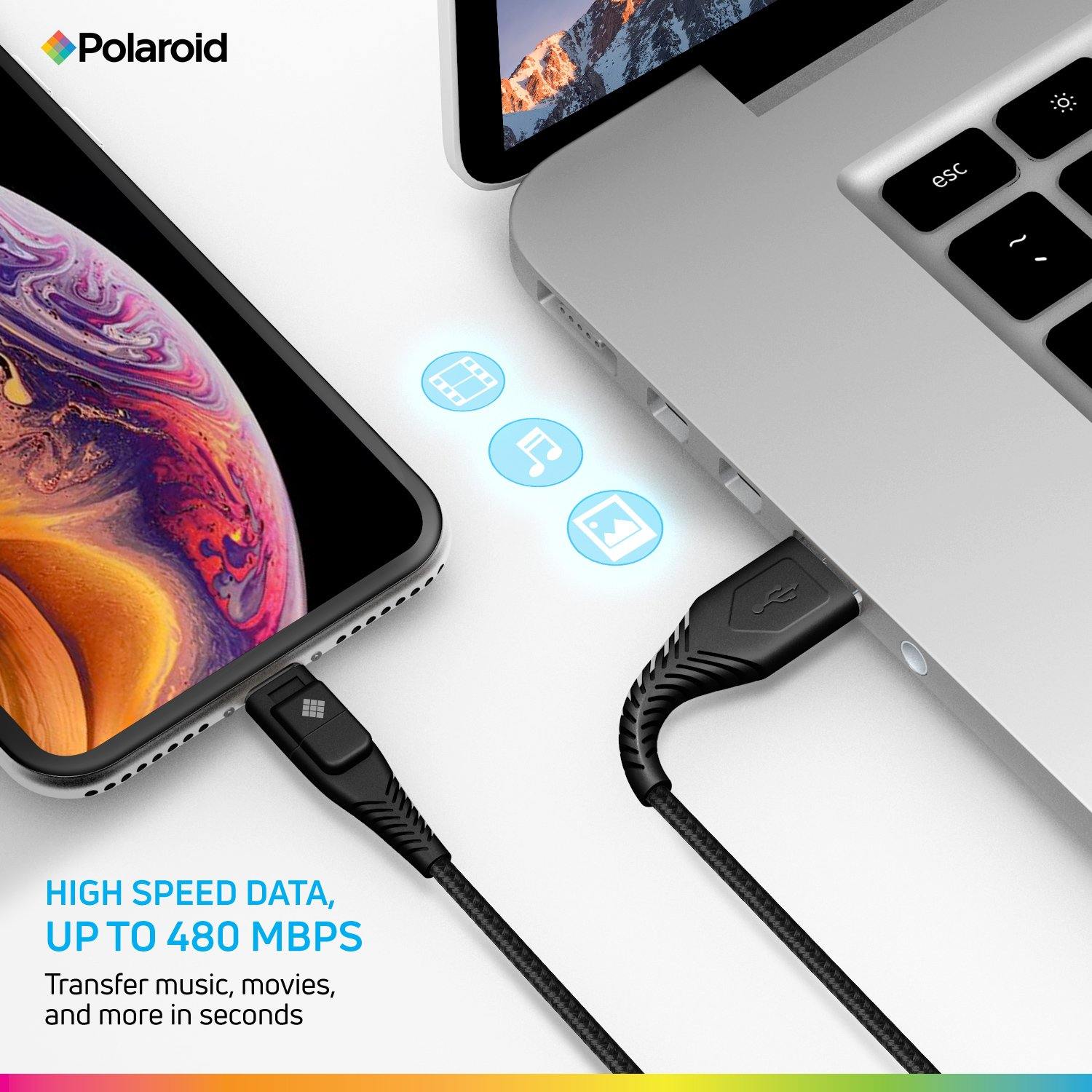 Polaroid Apple MFi Certified 5 Ft. Lightning Cable Mobile Accessories - DailySale