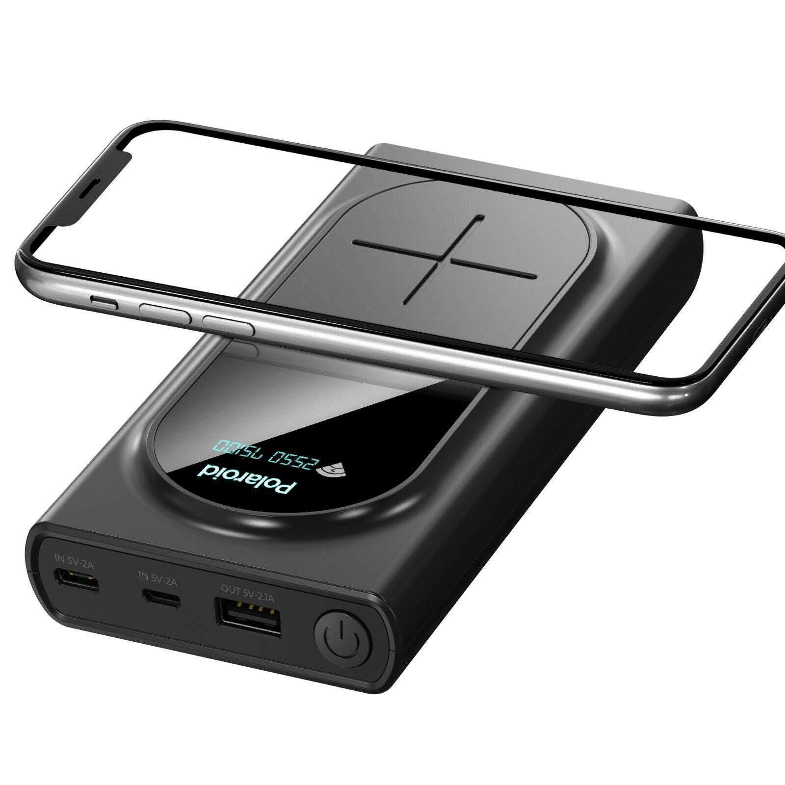 Polaroid Portable Wireless Power Bank - 10000mAh, USB Charging, Digital  Display