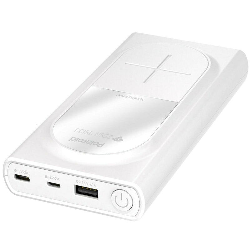 Polaroid Portable Wireless Power Bank - 10000mAh, USB Charging, Digital Display Mobile Accessories White - DailySale