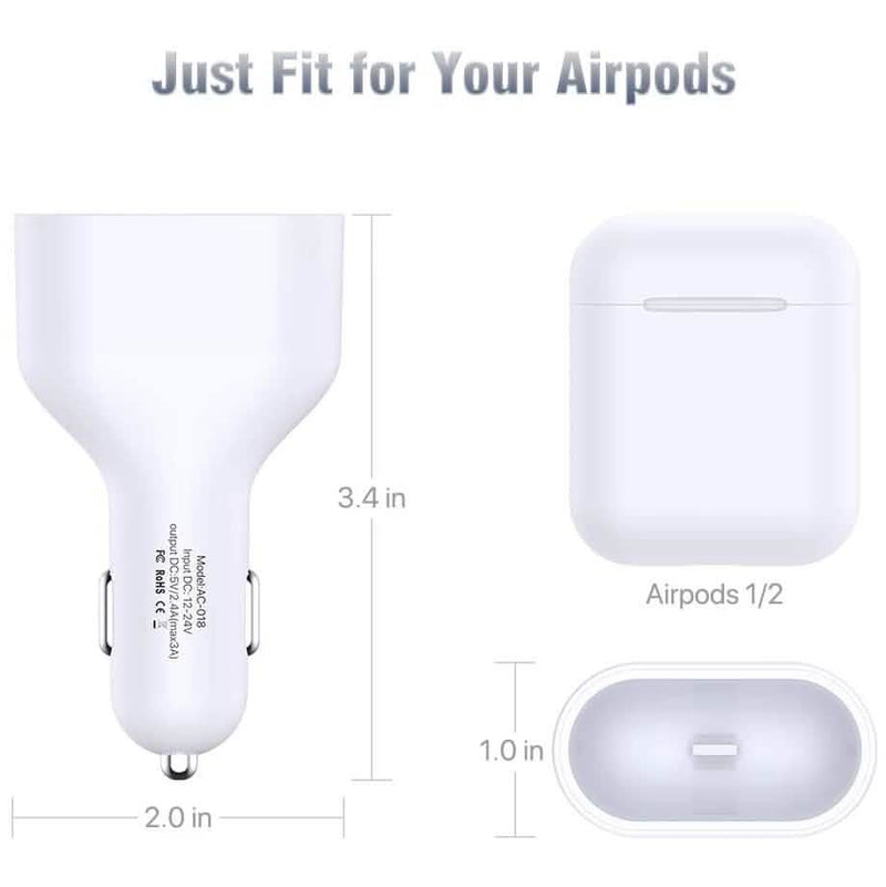 Poleet Car Charger With Charging Adapter for AirPods 1 and 2 Automotive - DailySale