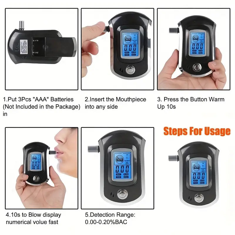 Police-Grade Breathalyzer with LCD Display - AT6000 Alcohol Tester Everything Else - DailySale