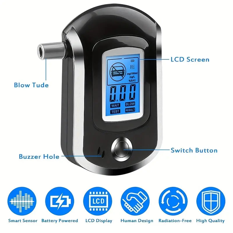 Police-Grade Breathalyzer with LCD Display - AT6000 Alcohol Tester Everything Else - DailySale