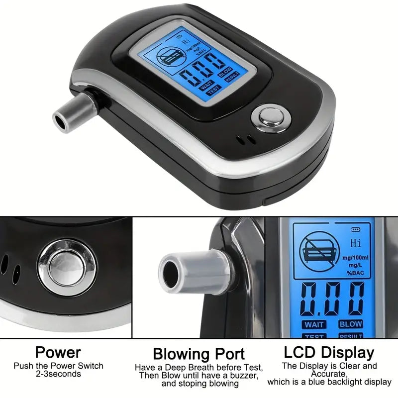 Police-Grade Breathalyzer with LCD Display - AT6000 Alcohol Tester Everything Else - DailySale