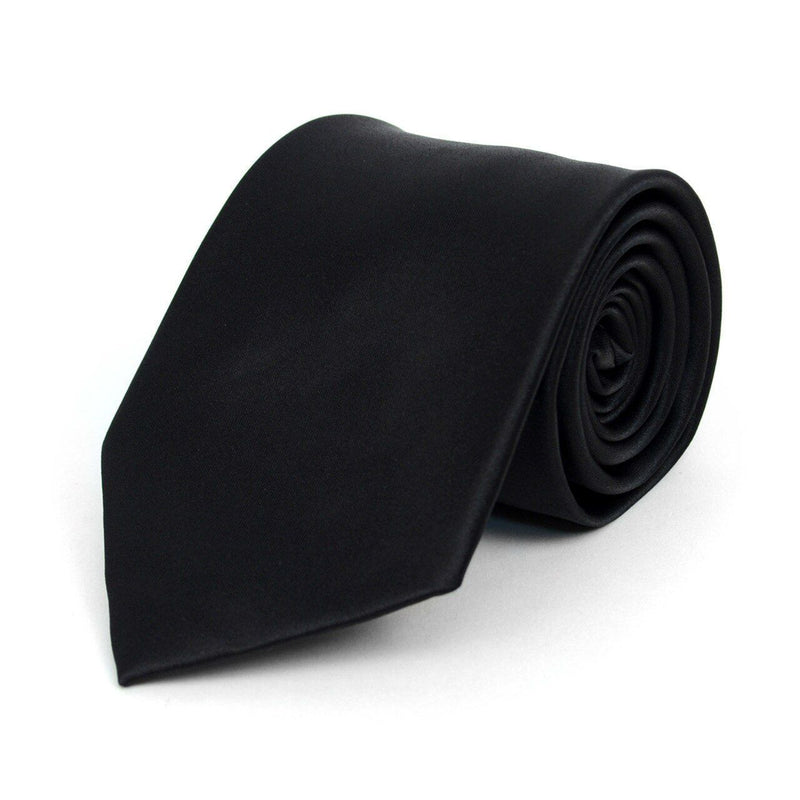 Poly Solid Satin Tie Men's Accessories Black 1-Pack - DailySale