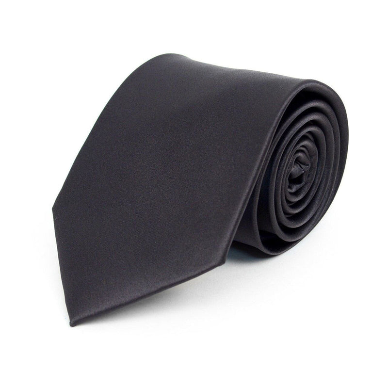 Poly Solid Satin Tie Men's Accessories Charcoal 1-Pack - DailySale