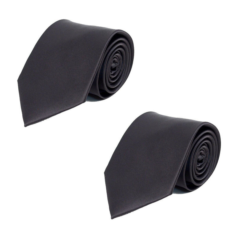 Poly Solid Satin Tie Men's Accessories Charcoal 2-Pack - DailySale