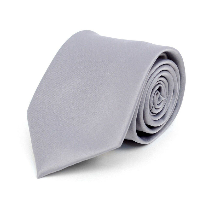 Poly Solid Satin Tie Men's Accessories Gray 1-Pack - DailySale