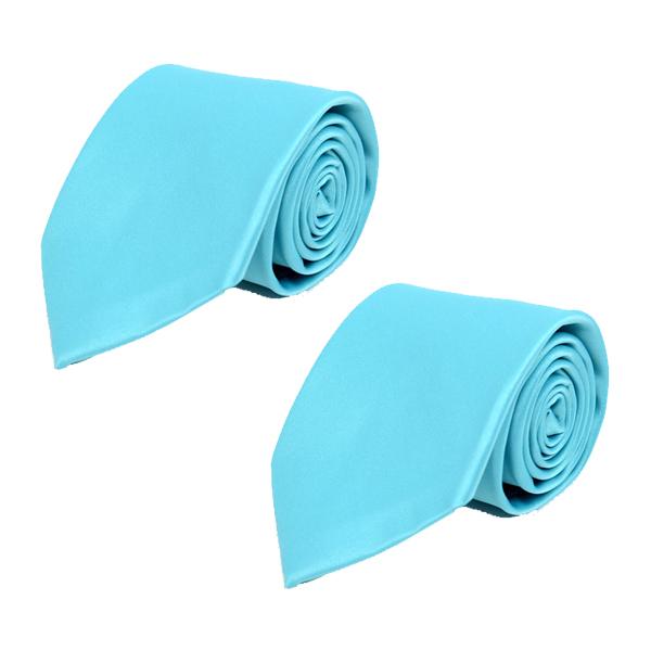 Poly Solid Satin Tie Men's Accessories Turquoise 2-Pack - DailySale