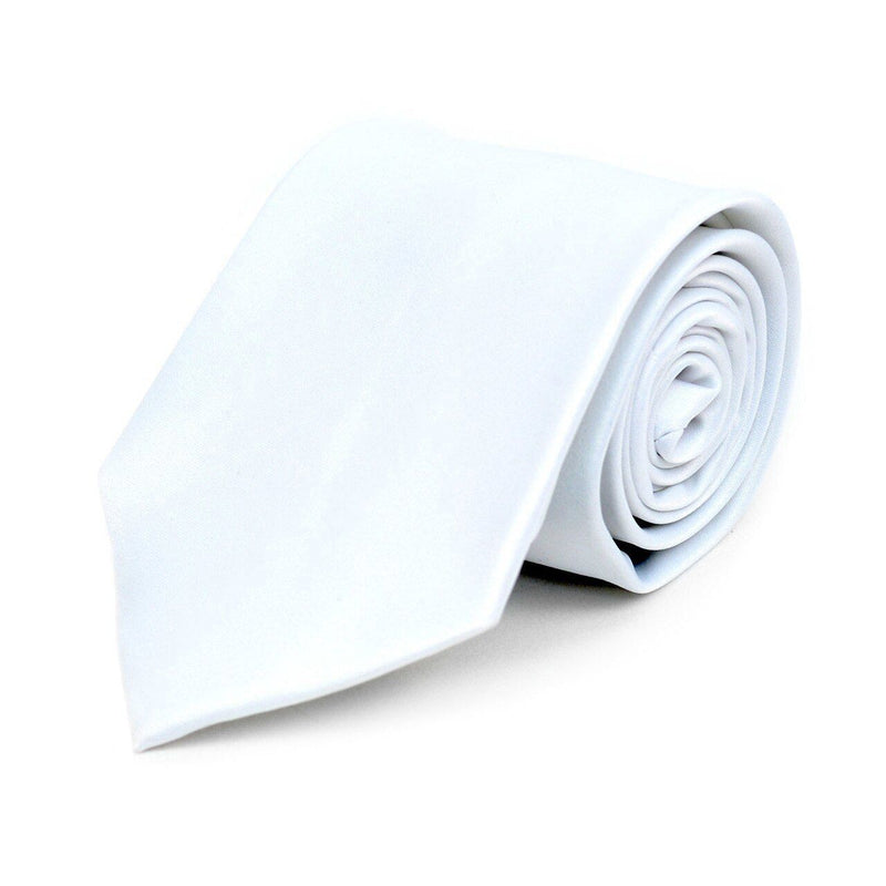 Poly Solid Satin Tie Men's Accessories White 1-Pack - DailySale