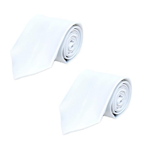 Poly Solid Satin Tie Men's Accessories White 2-Pack - DailySale