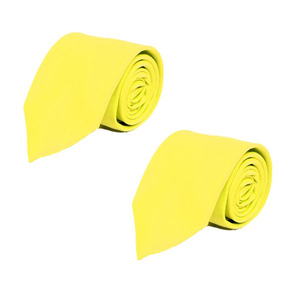 Poly Solid Satin Tie Men's Accessories Yellow 2-Pack - DailySale
