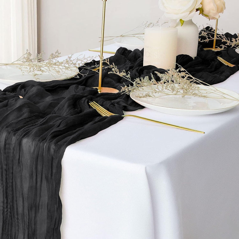 Polyester Crinkle Table Runner Holiday Decor & Apparel Black - DailySale