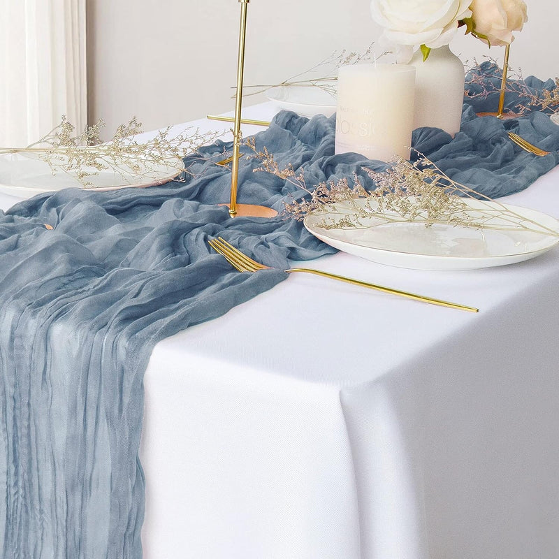 Polyester Crinkle Table Runner Holiday Decor & Apparel Dusty Blue - DailySale