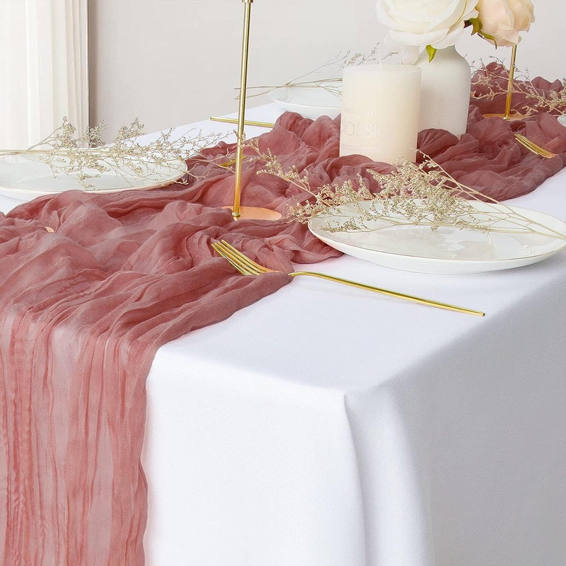Polyester Crinkle Table Runner Holiday Decor & Apparel Dusty Rose - DailySale