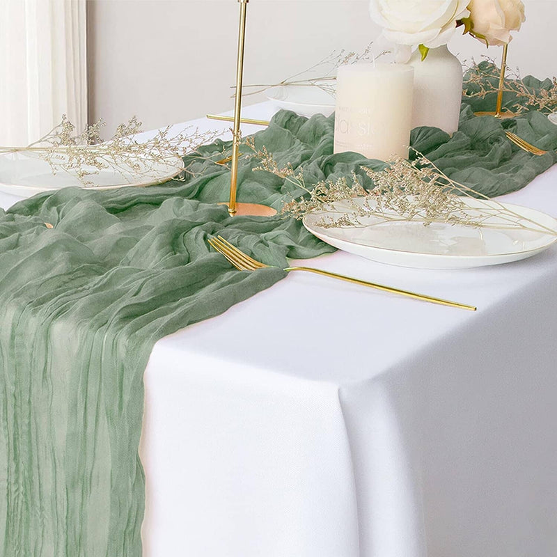 Polyester Crinkle Table Runner Holiday Decor & Apparel Sage Green - DailySale