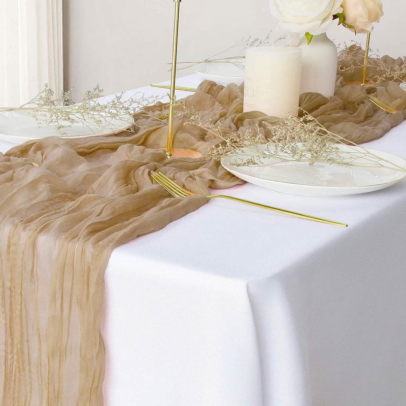 Polyester Crinkle Table Runner Holiday Decor & Apparel Sand - DailySale