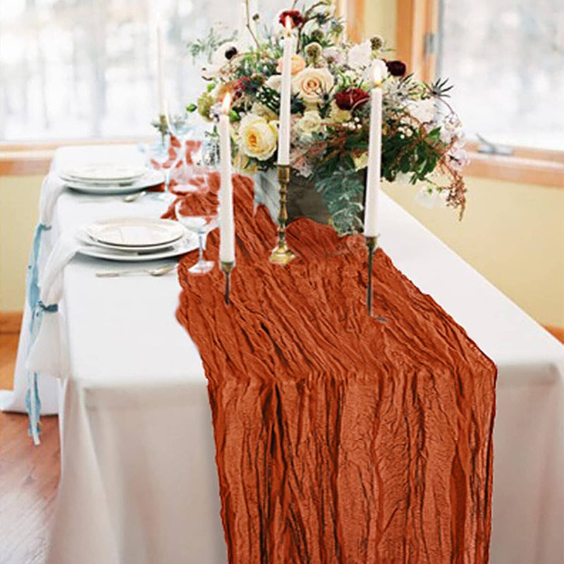 Polyester Crinkle Table Runner Holiday Decor & Apparel Terracotta - DailySale