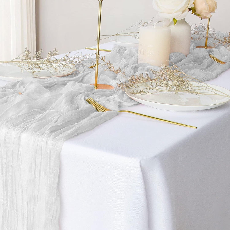Polyester Crinkle Table Runner Holiday Decor & Apparel White - DailySale
