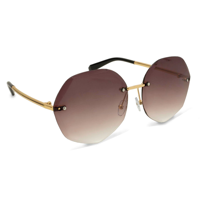 Polygon Stylish Oversized Gradient Sunglasses Women's Shoes & Accessories Brown - DailySale
