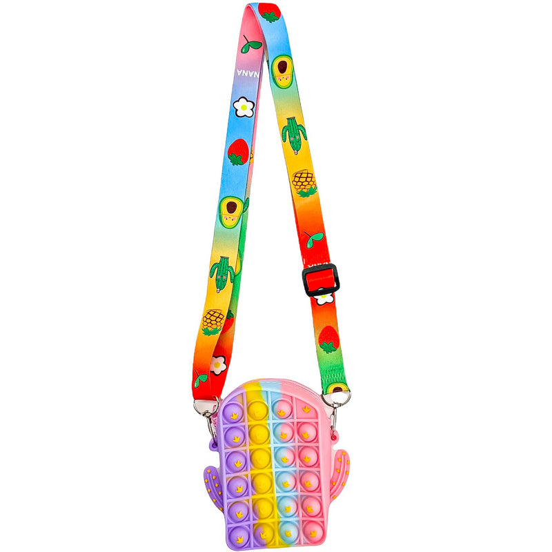 Pop-it Bubble Fidget Handbag for Kids Toys & Games Rainbow Cactus - DailySale