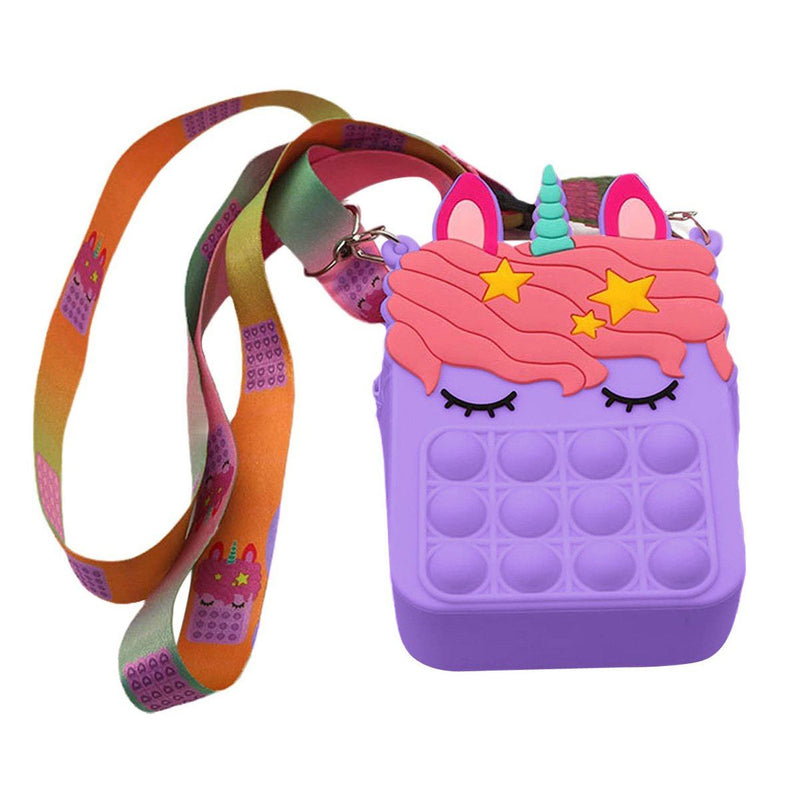 Pop-It Bubble Unicorn And Fruits Fidget Crossbody Handbag Purse Bags & Travel Berry - DailySale