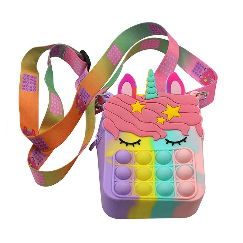 Pop-It Bubble Unicorn And Fruits Fidget Crossbody Handbag Purse Bags & Travel Rainbow - DailySale