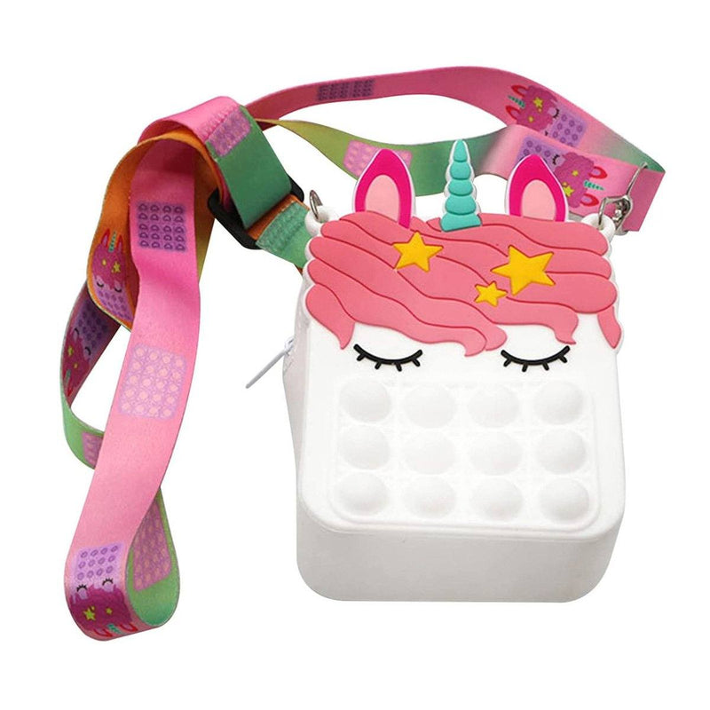 Pop-It Bubble Unicorn And Fruits Fidget Crossbody Handbag Purse Bags & Travel White - DailySale